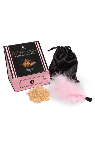 Set eetbaar goudpoeder chocolade en veertje - Secret Play