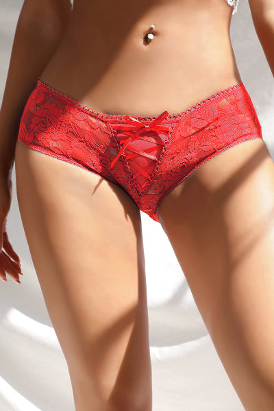 Culotte ouverte dentelle O Rouge - Litolu Lingerie