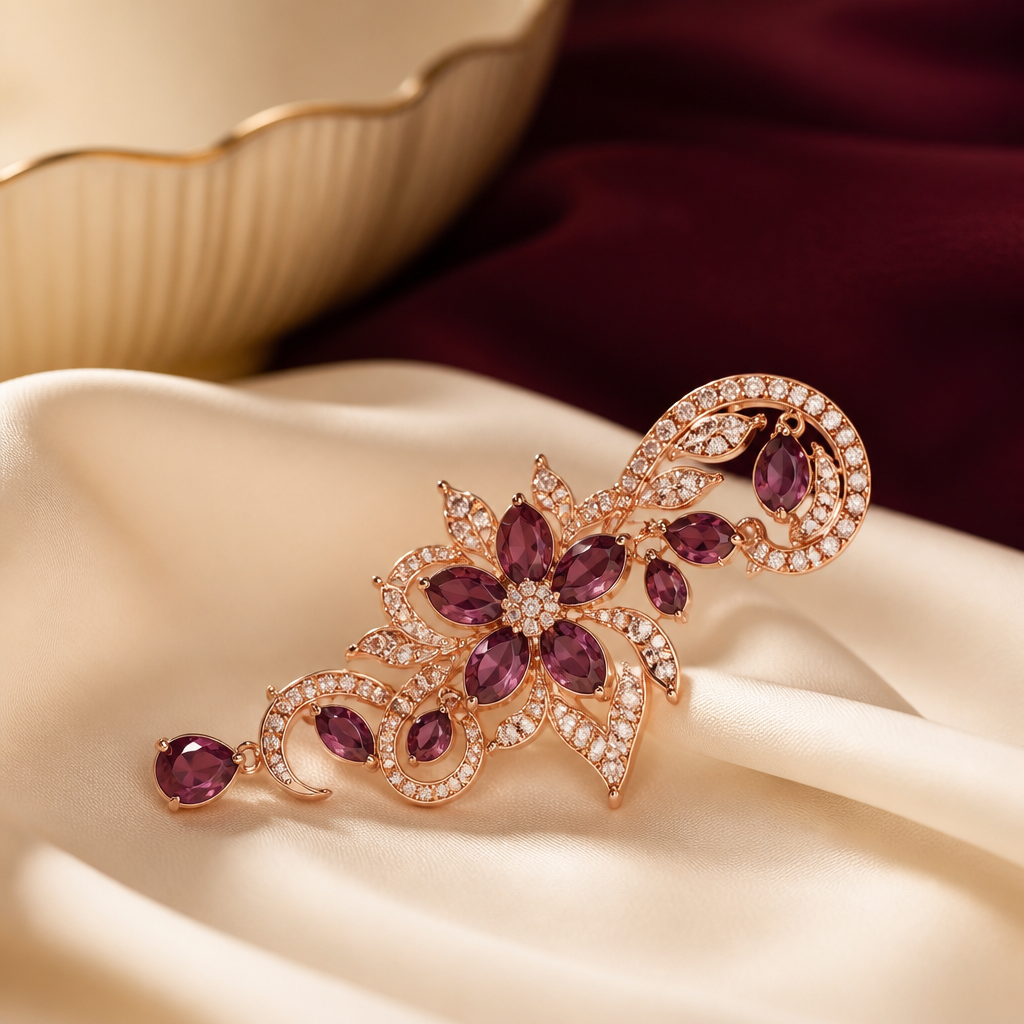 Ornement bijou or rosé posé sur soie crème, choisir un plug anal élégant - Everymiss
