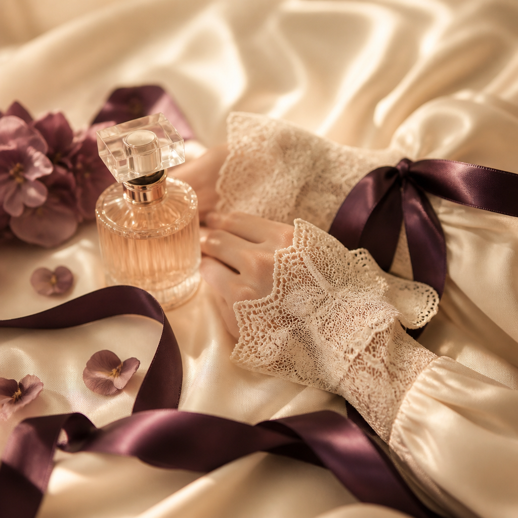 Rubans de satin élégants et menottes en dentelle délicate sur soie crème, guide menottes BDSM débutant - Everymiss