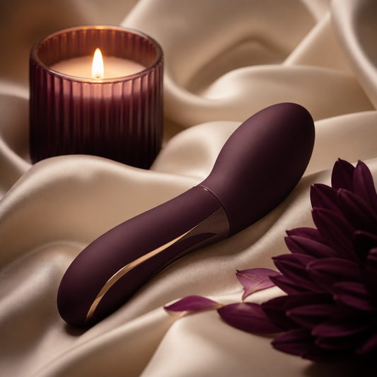 Objet élégant épuré sur soie crème près d'une bougie, ambiance sereine - Everymiss