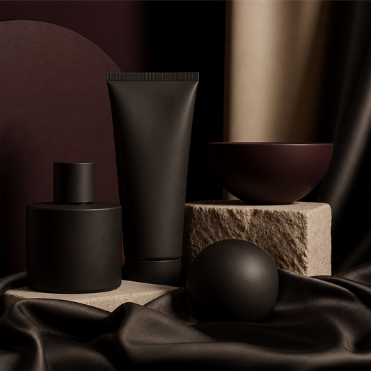 Objets sculpturaux masculins épurés sur soie anthracite - Everymiss