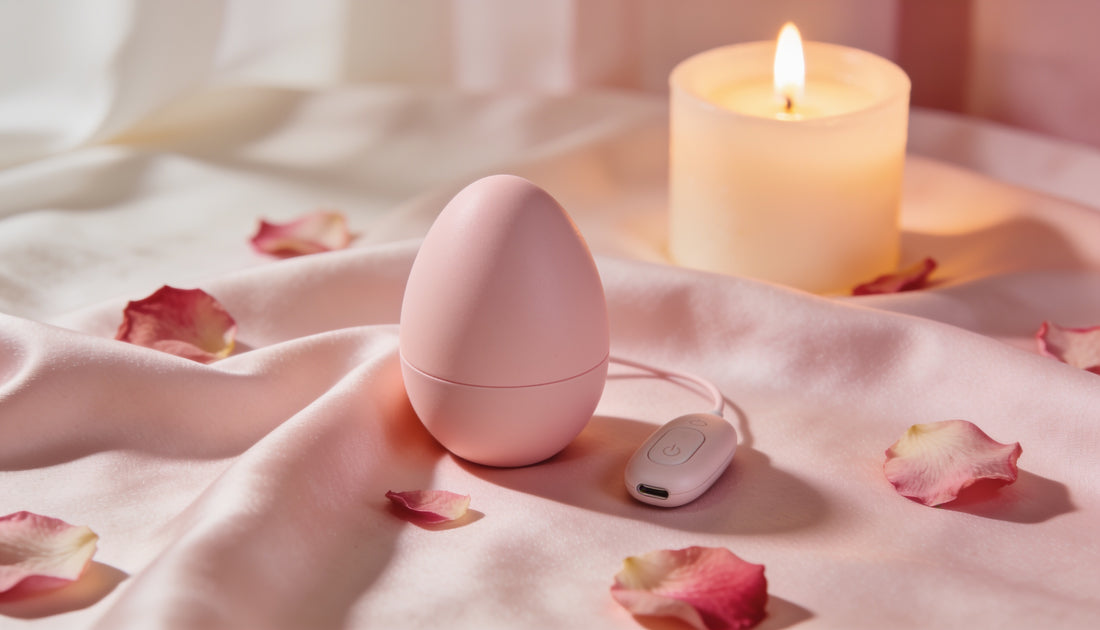 Œuf vibrant télécommandé rose avec télécommande sans fil sur soie