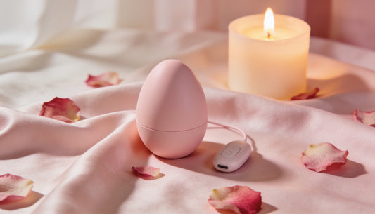 Œuf vibrant télécommandé rose avec télécommande sans fil sur soie
