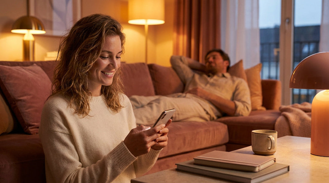 Couple complice jouant avec un sextoy à distance connecté