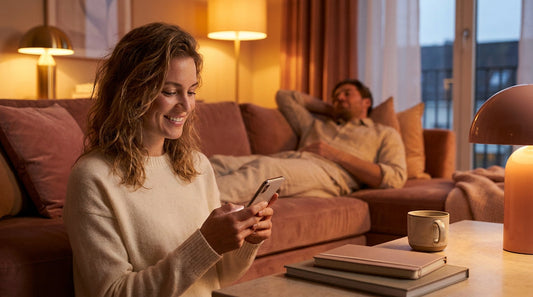 Couple complice jouant avec un sextoy à distance connecté