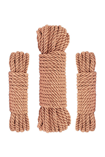 Coffret 3 cordes de bondage Premium - Rosy Gold