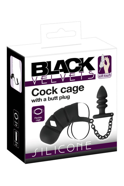Cage à pénis avec plug anal - Black Velvets