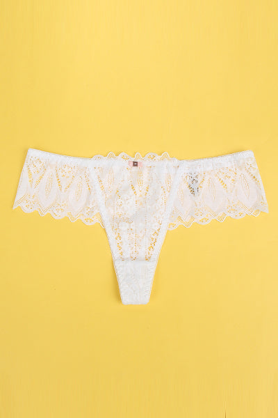String dentelle dos lacé Blanc - Litolu Lingerie