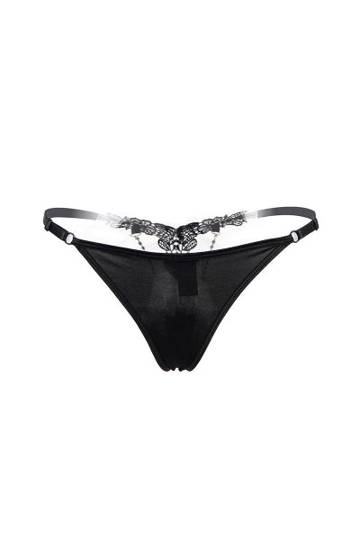String ouvert à strass noir
