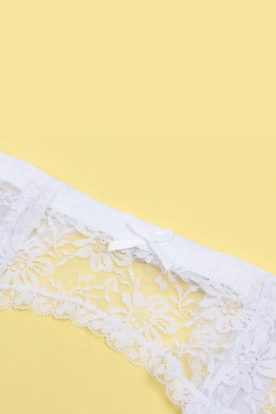 Porte-jarretelles et string Blanc - Litolu Lingerie